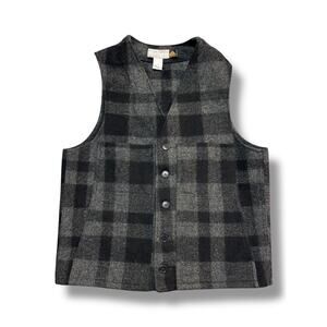Vintage Filson Mackinaw Wool Vest Mens Gray Black Plaid Tartan Sz L - 42 A+ Cond